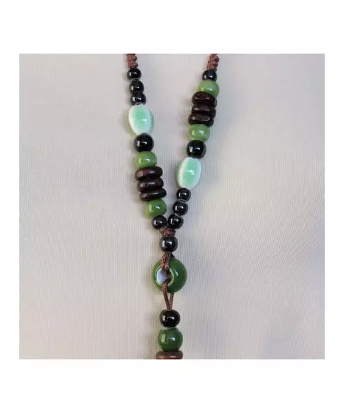 Long Handmade Ceramic Necklace "Green"