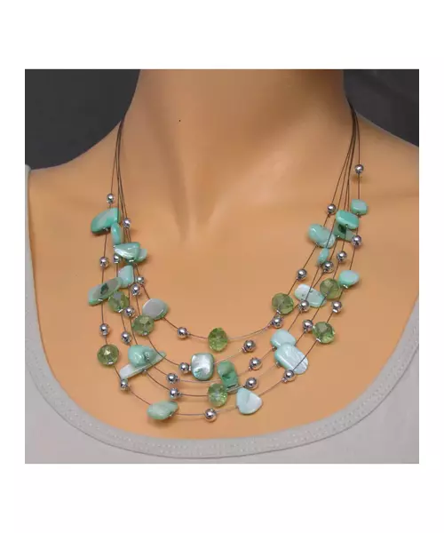 Multi-layers Necklace - Green Beads