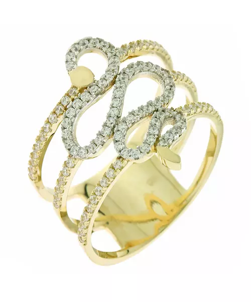 14K CUBIC ZIRCON SNAKE RING