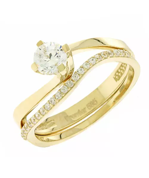 14K CUBIC ZIRCON DOUBLE RING