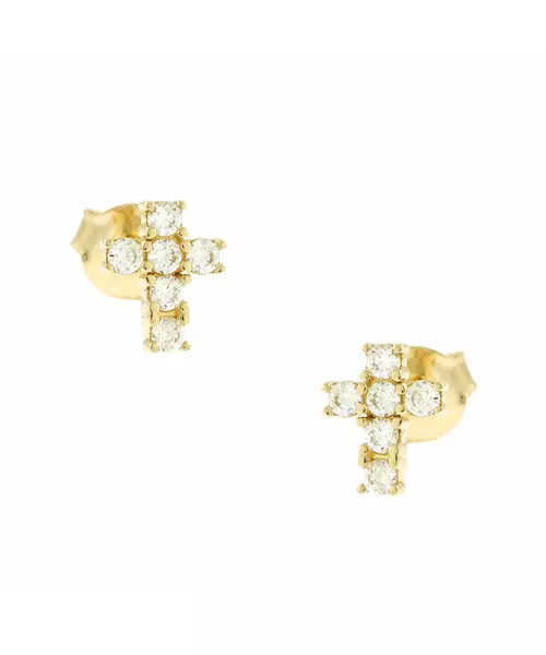 14K CUBIC ZIRCON CROSS EARRINGS