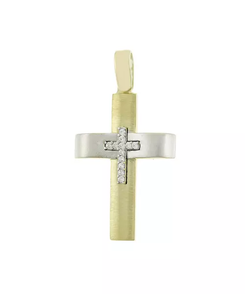 14K DOUBLE TONE CROSS