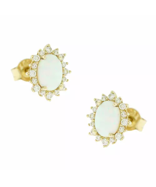 14K WHITE OPAL STATS EARRINGS