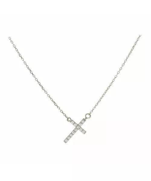 14K CUBIC ZIRCON CROSS NECKLACE