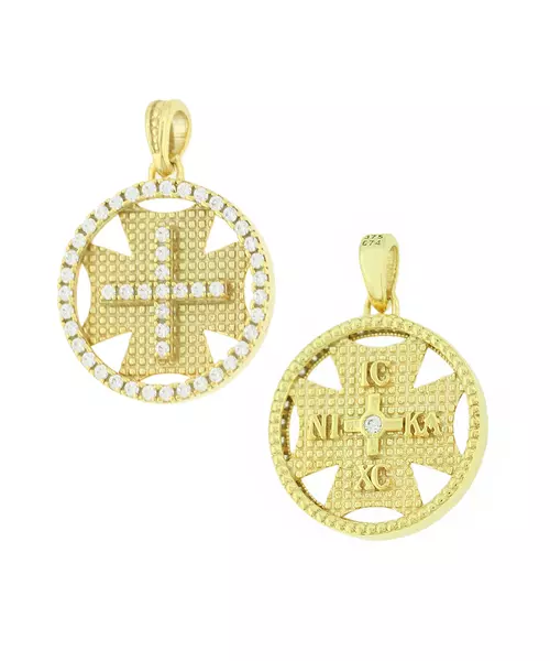 9K CROSS PENDANT CUBIC ZIRCON STONES