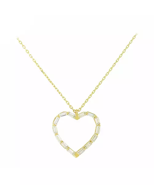 14k cubic zircon heart necklace