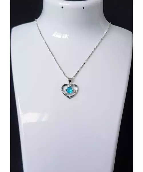 Silver Pendant "Beautiful Heart - Light blue" (S925)