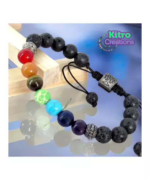 "7 Chakras -4" Natural Stones Handmade Men's Bracelet