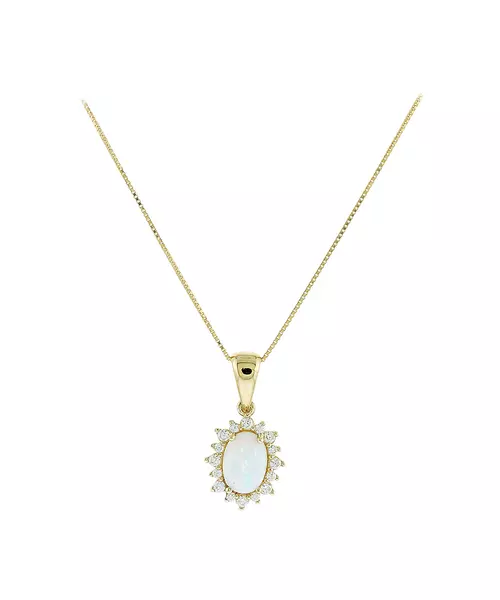 14K GOLD WHITE OPAL NECKLACE