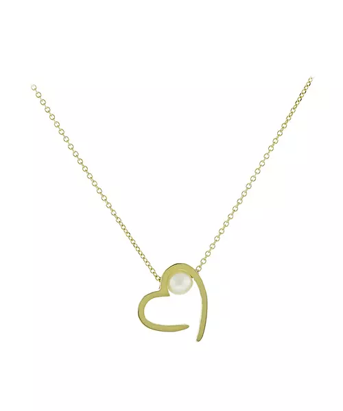 14K GOLD PEARL HEART NECKLACE