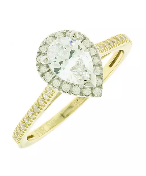 14K GOLD PEAR CUT CUBIC ZIRCON RING