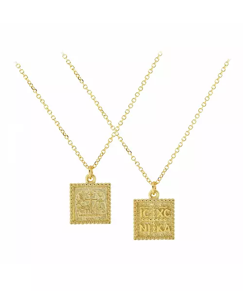 14K GOLD DOUBLE FACE RELIGIOUS NECKLACE