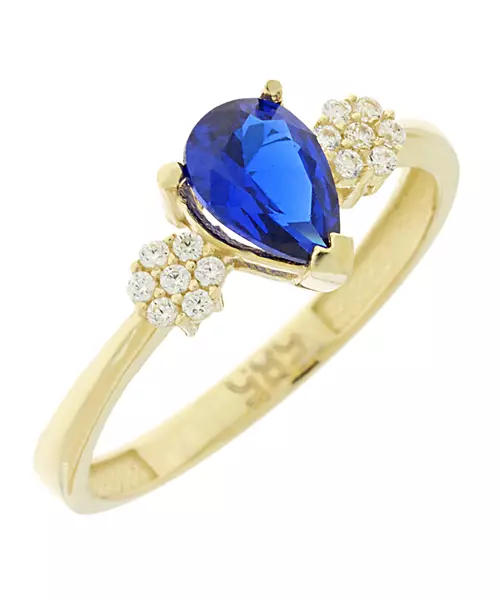 14K GOLD BLUE CUBIC ZIRCON RING