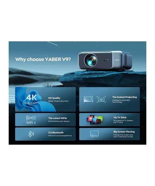 Yaber V9 Full HD LED Projector WiFi6/BT 500 Ansi