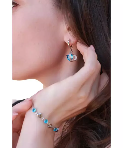 Silver Earrings "Light blue Hearts" (S925)