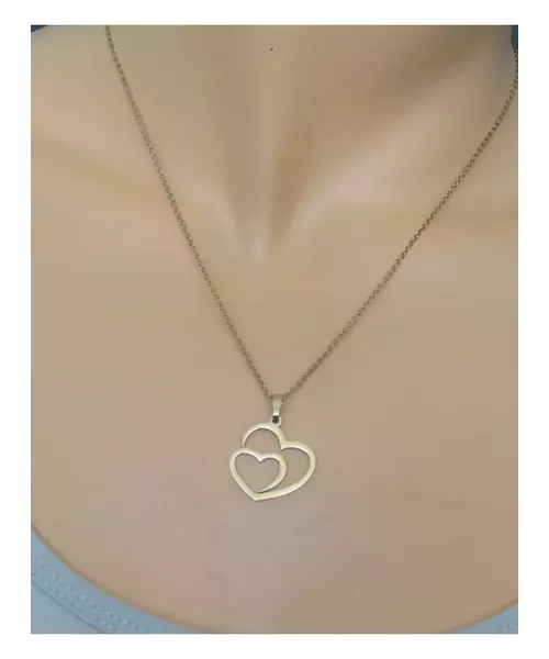 "Chic & Simple -Hearts No.1"Gold Color Necklace