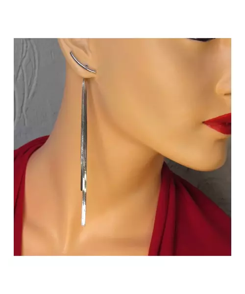 Long Earrings "Bright lines -Silver"