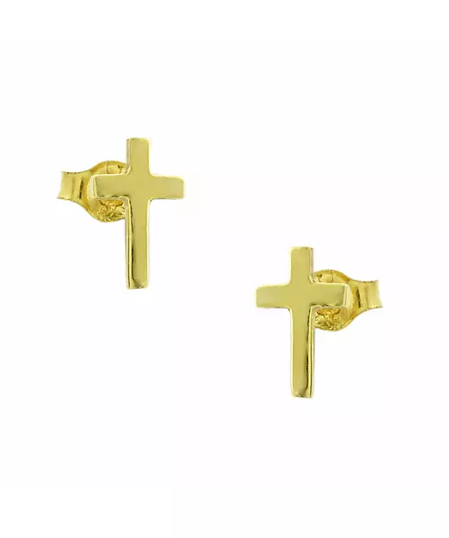 14K PLAIN CROSS STAT EARRINGS