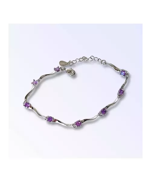 Silver Bracelet "Waves - Purple" (S925)