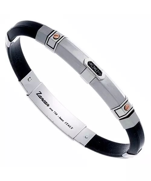 Bracelet mens rubber silver Zancan EXB 308R-N