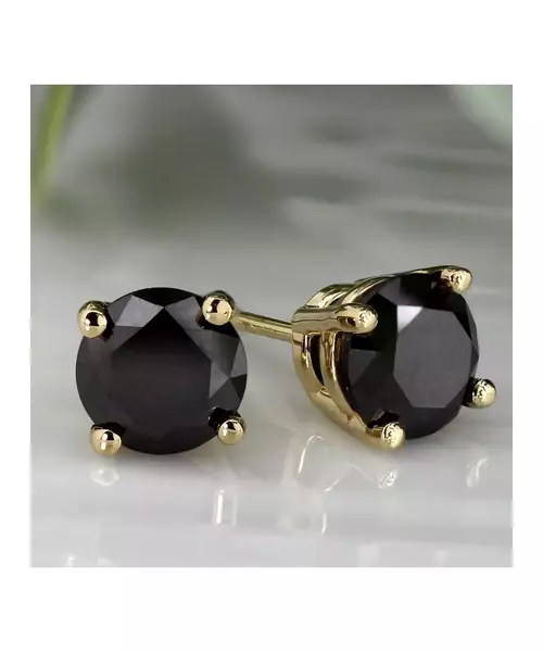 18K 0.58CTW NATURAL BLACK DIAMONDS STAT EARRINGS