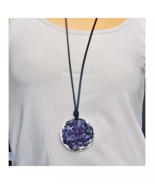 Artistic handmade necklace "Purple Planet"