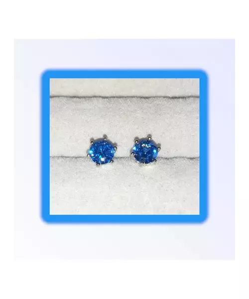 Silver Earrings "Blue Zircons" (S925)