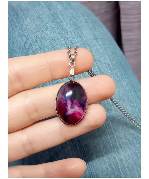 Handmade resin art pendant "Oval"