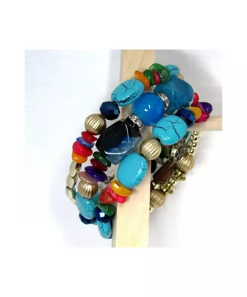 Multilayered Beads Bracelet "Light Blue"