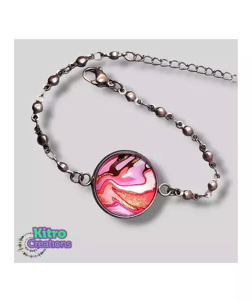 "Pink waves" Chain Bracelet