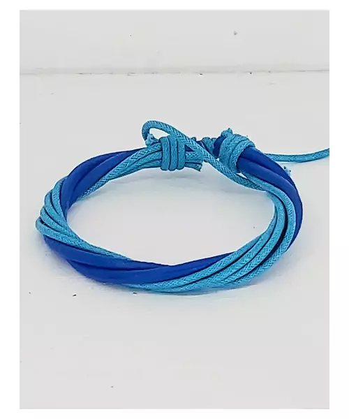 Leather Handmade Men's Bracelet "Βlue-Light blue"