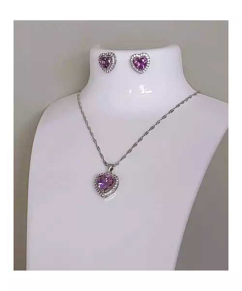 Silver Εarrings "Purple Heart" (S925)