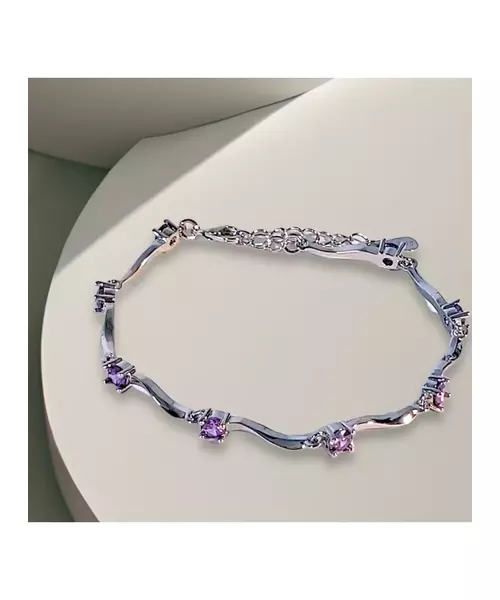 Silver Bracelet "Waves - Purple" (S925)