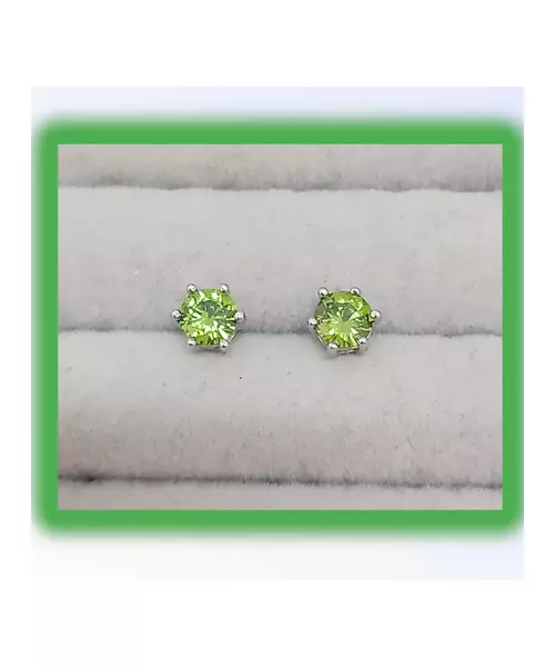 Silver Earrings "Green-Laim Zircons" (S925)