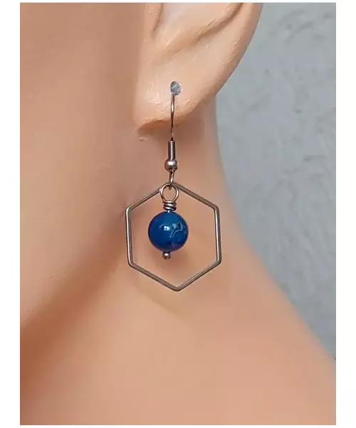 Handmade earings with Blue Agate