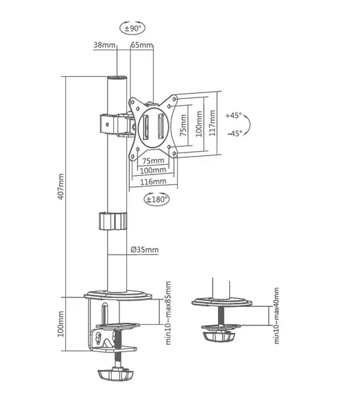 Superior Monitor Mount Universal Single SUPSPC001