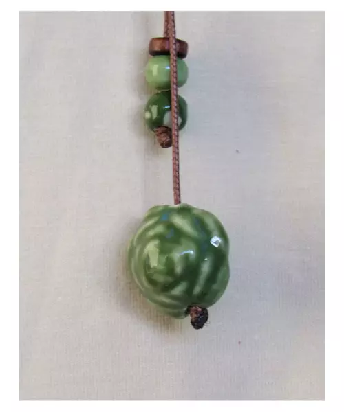 Long Handmade Ceramic Necklace "Green"