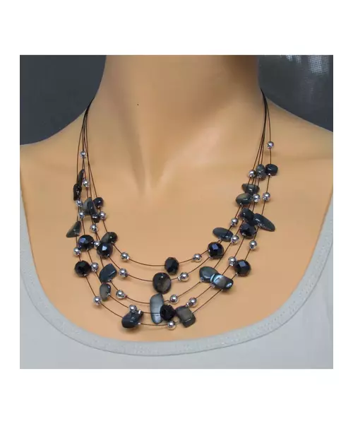 Multi-layers Necklace - Black Beads