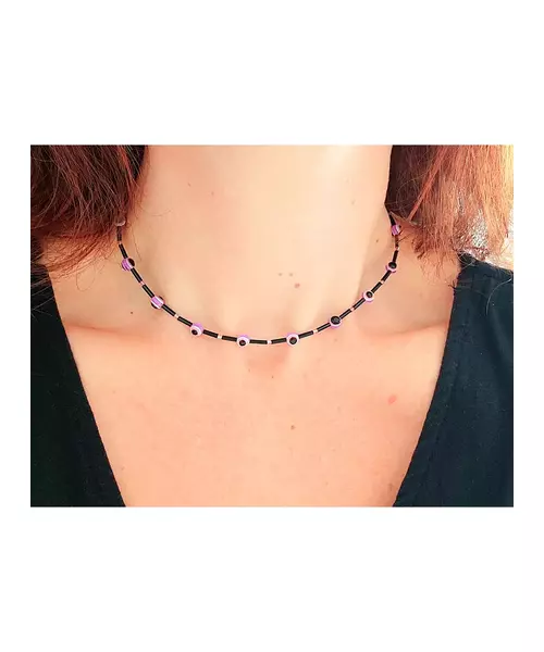 Handmade Necklace "Lucky eyes - Purple"