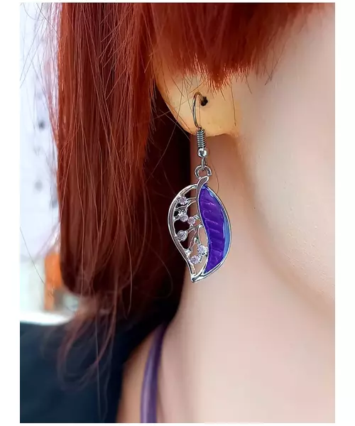 Handmade Necklace & Earrings "Purple Leaf"