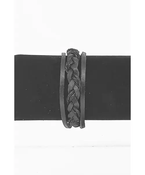 Leather Handmade Men's Bracelet "Βlack -5"