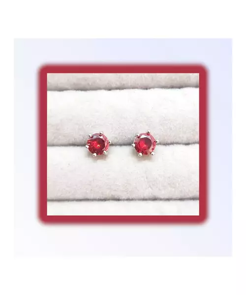 Silver Earrings "Red Zircons" (S925)