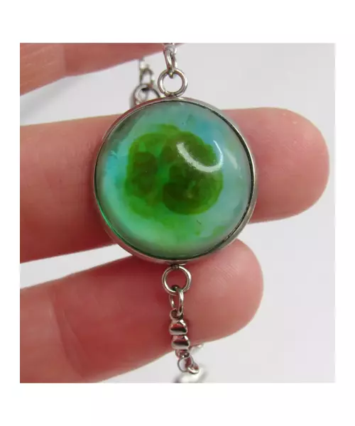 "Green Sphere" Resin Art Chain Bracelet