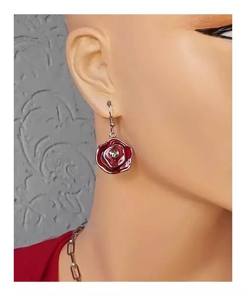 Necklace & Earrings Set "Red rose"