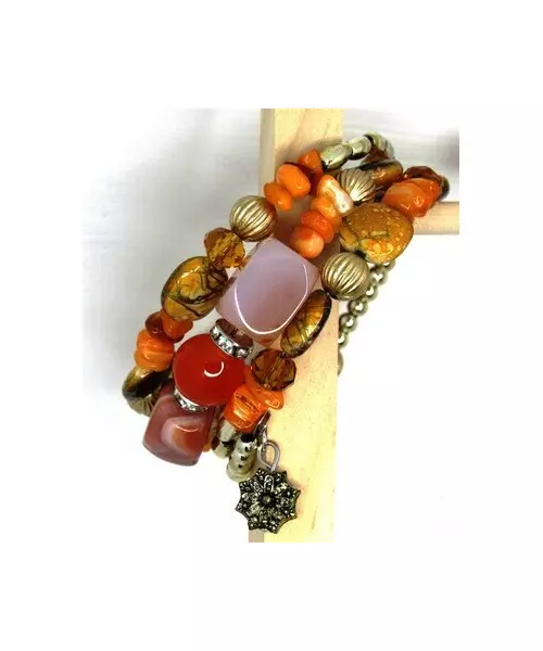 Multilayered Beads Bracelet "Orange"