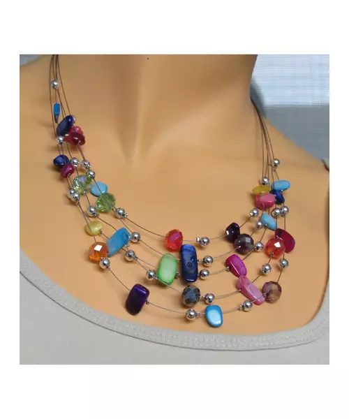 Multi-layers Necklace - Multicolor Beads