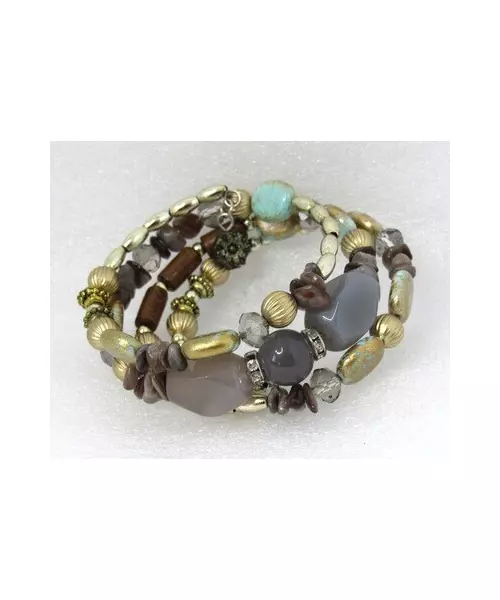 Multilayered Beads Bracelet "Gray-Beige"