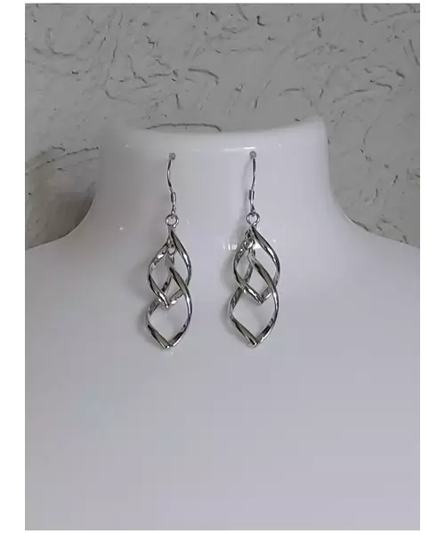 Silver Earrings "Double Waves" (S925)