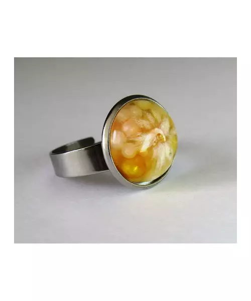 "Yellow Touch" Resin Art Ring