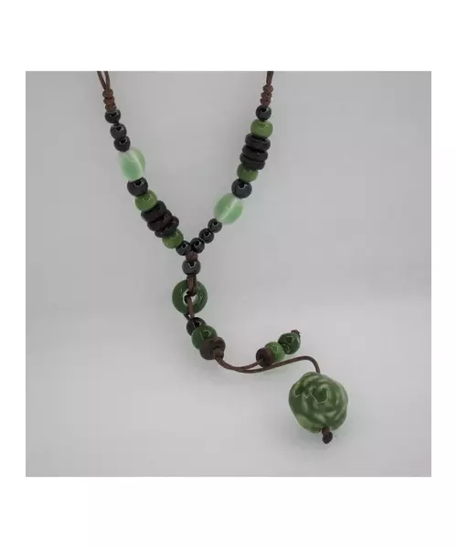 Long Handmade Ceramic Necklace "Green"